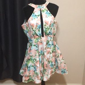 Floral print cut out dress